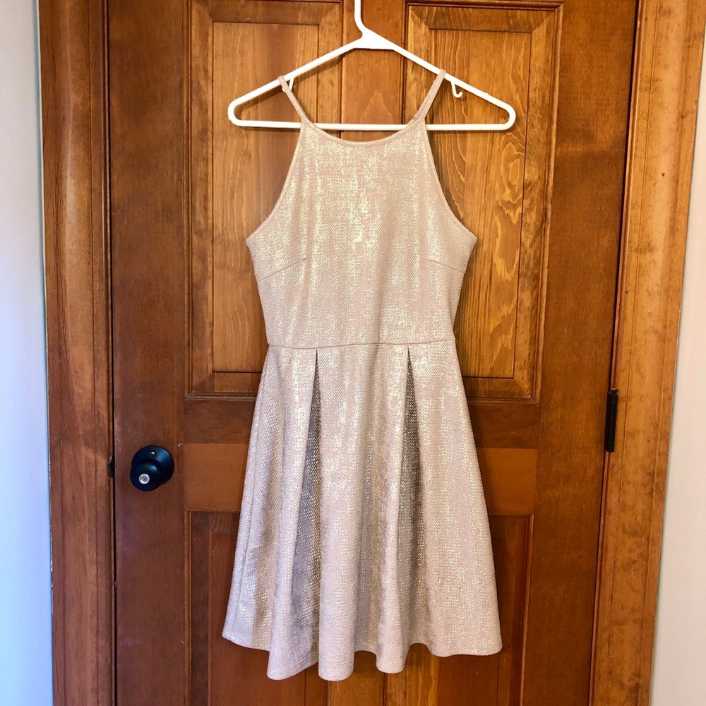 Rose gold fit and flare dresss